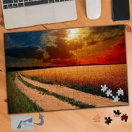925 Kırmızı Gökyüzü Başak Manzarası 240 Parça Puzzle Yapboz Tablo