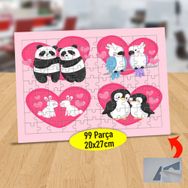9736 Kalp İçinde Çift Hayvanlar 99 Parça Puzzle Yapboz Tablo