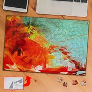 A063 Kırmızı Yaprak Desen Boyalar 240 Parça Puzzle Yapboz Tablo