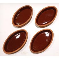 Abnturk 15x9 cm 4 Adet Kayık Tabak Toprak Güveç Fırın Kabı