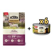 Acana Highest Protein Kitten 1.8 kg Yavru Kedi Mama + Acana Premium Kuzulu 6x85 gr Kedi Konserve