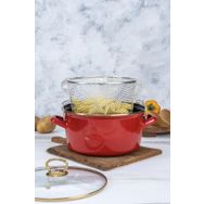 Acar 22 cm Kırmızı Qualita Savor Emaye Kızartma Tenceresi