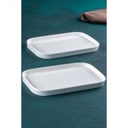 Acar 25 cm Bianco Perla Porselen Dikdörtgen Tabak