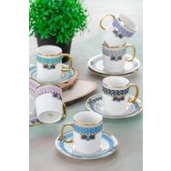 Acar 90 ml Çok Renkli Meira 6 Kişilik Kahve Fincanı Takımı