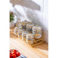 Acar Carmel 8 Parça Porselen Metal Standlı Baharat Takımı