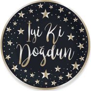 Acar İyiki Doğdun Varaklı Altı Siyah 6 Adet Renkli Süs Tabak