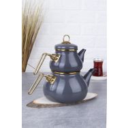 Acar Qualita Roly&Poly Gri Emaye Çaydanlık