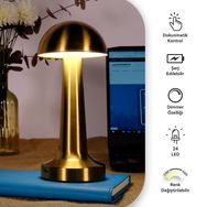 ACK AF11-00296 Renk Değiştirilebilir Gold Renk Metal Gövde Şarjlı Dokunmatik LED Masa Lambası