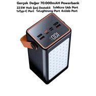 ACL Pw-52 70.000 mAh 22.5W Lcd 1Xmicro 2Xtyp-C 4Xusb Port Siyah Powerbank