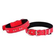 Actirex 2.5x57 cm Red Medium Neon Yumuşak Doku Kemik Desenli Köpek Boyun Tasma