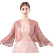 ACVIP Önü Açık 3/4 Kol Omuz Hırka Akşam Düğün Parti Şifon Hırka Göbeği Açık Üst Soluk Leylak One Size Kadın Bolero