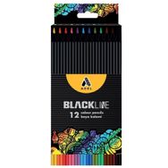 Adel Blackline Karton Kutu 1 Paket 12 Renk Kuruboya Tam Boy Renkli Kuru Boya Kalemi