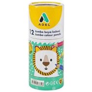 Adel Jumbo Metal Tüp Yarım Boy 12 Renk Boya Kalemi