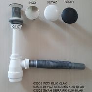 Adell Mini Gövdeli Siyah Seramik Basmalı Lavabo Sifonu