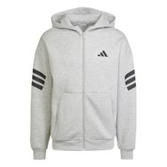 Adidas Future Icons 3 Stripes Gri Full Zip Erkek Sweatshirt