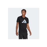 Adidas HR3243 Run Icons 3 Bar Bisiklet Yaka Düz Siyah Erkek T-Shirt