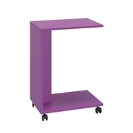 Adore Mobilya 35x65x45 cm Mor Çok Amaçlı Tekerlekli C Koltuk Sehpası