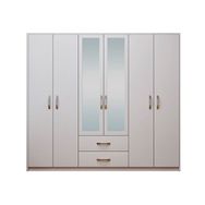 Adore Mobilya Beyaz 188x239x55 cm 6 Kapılı 2 Çekmeceli Aynalı Gardırop