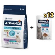 Advance Hairball Hindili Kısırlaştırılmış Sterilised 1.5 kg Kedi Mama + Hindili Kısır Kedi 85 gr Yaş Mama