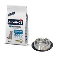 Advance Sterilized Hindili Kısırlaştırılmış Kedi Maması 3 kg + Çelik Mama Kabı
