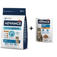 Advance Tavuklu Yetişkin 3 kg Kedi Mama+Tavuklu Yetişkin Kedi Pouch 2x85 gr Yaş Mama