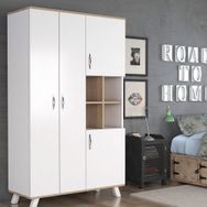 Aeka AE-1065 Atlas 4 Kapaklı Beyaz Gardrop