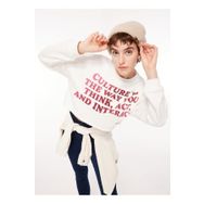 Aeropostale A3WL-SWT3 Ekru Bisiklet Yaka Baskılı Kadın Sweatshirt