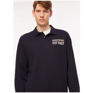 Aeropostale A3WM-SWT17 Polo Yaka Düz Lacivert Erkek Sweatshirt