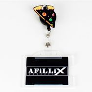 Afillix Concept Ahşap Astronot Pizza Tasarım Şeffaf Yaka Kartı Yoyo & Klipsi