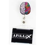 Afillix Concept Renkli Ahşap Beyin Tasarım Şeffaf Yaka Kartı Yoyo & Klipsi