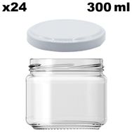 Afracam Metal Beyaz Kapaklı Şeffaf Cam 24x300 ml Kavanoz