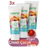 Agarta Doğal Florürsüz Çilekli 3x75 ml Çocuk Diş Macunu