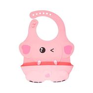 Agubugu Baby Kabartmalı Figürlü Cepli Silikon Pembe Mama Önlüğü