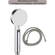 Ahlez Maxima Gri Turbo Fan 5 Fonksiyonlu Duş Seti