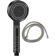 Ahlez Maxima Siyah Turbo Fan 5 Fonksiyonlu Duş Başlığı ve Duş Hortumu Duş Takımı