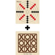 Ahtek ETİCSET211 Ahşap Tic-Tac-Toe ve Bihar Akıl Zeka Strateji ve Beceri Oyunları Seti