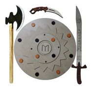 Ahtek ETİCSET22 4'lü Kalkan Balta Kılıç Karambit Ahşap Oyuncak Seti