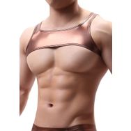 AIEOE Show Clubwear Metalik Parlak Kahverengi Erkek Tank Top T-shirt