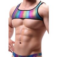 AIEOE Show Clubwear Metalik Parlak Renkli Erkek Tank Top T-shirt