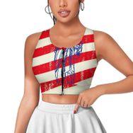 AILLOSA Activewear 3D Baskılı Desen FLAG-06 Askılı Kadın Atlet