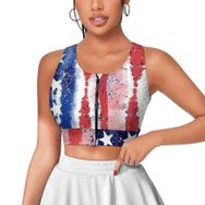 AILLOSA Activewear 3D Baskılı Desen FLAG-110 Askılı Kadın Atlet