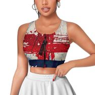 AILLOSA Activewear 3D Baskılı Desen FLAG-112 Askılı Kadın Atlet