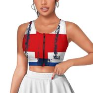 AILLOSA Activewear 3D Baskılı Desen Flag-123 Askılı Kadın Atlet
