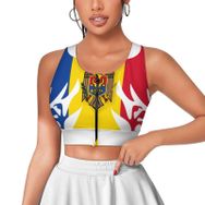 AILLOSA Activewear 3D Baskılı Desen FLAG-136 Askılı Kadın Atlet