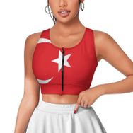 AILLOSA Activewear 3D Baskılı Desen FLAG-141 Askılı Kadın Atlet