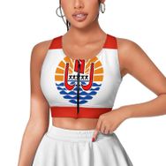 AILLOSA Activewear 3D Baskılı Desen FLAG-145 Askılı Kadın Atlet