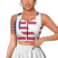 AILLOSA Activewear 3D Baskılı Desen FLAG-15 Askılı Kadın Atlet