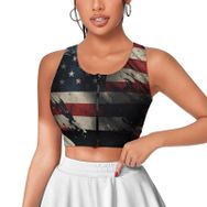 AILLOSA Activewear 3D Baskılı Desen FLAG-150 Askılı Kadın Atlet