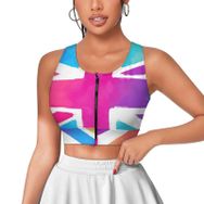 AILLOSA Activewear 3D Baskılı Desen FLAG-152 Askılı Kadın Atlet