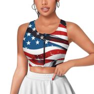 AILLOSA Activewear 3D Baskılı Desen FLAG-165 Askılı Kadın Atlet